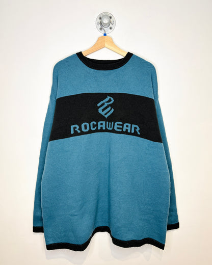 Vintage 1990s Rocawear Blue And Black Reversible Sweater