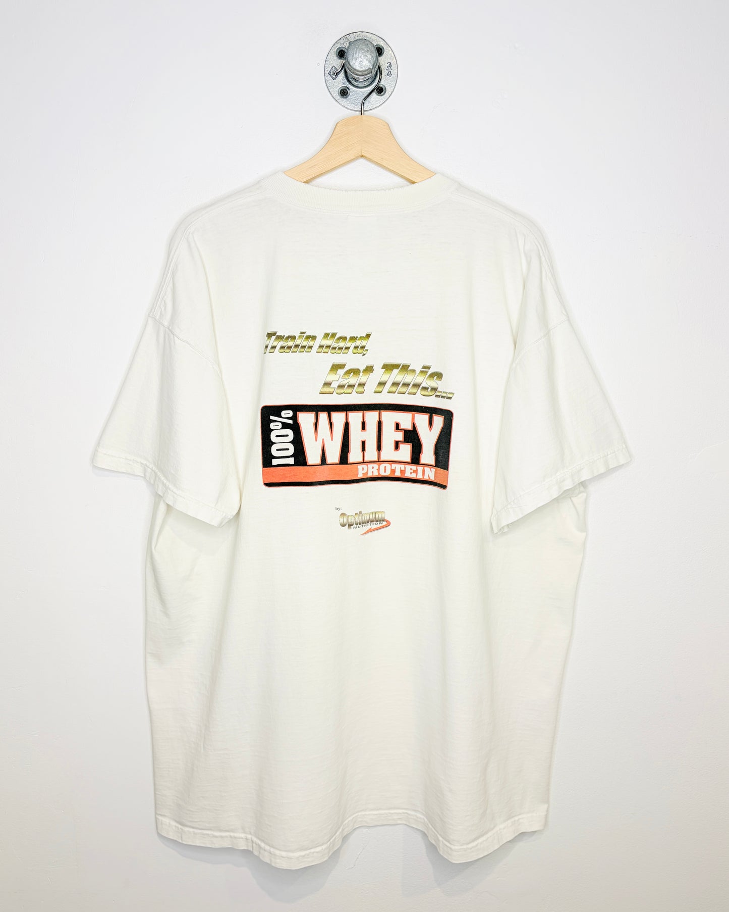 Vintage Late 90s Optimum Nutrition Whey Protein Promo White Tee Shirt