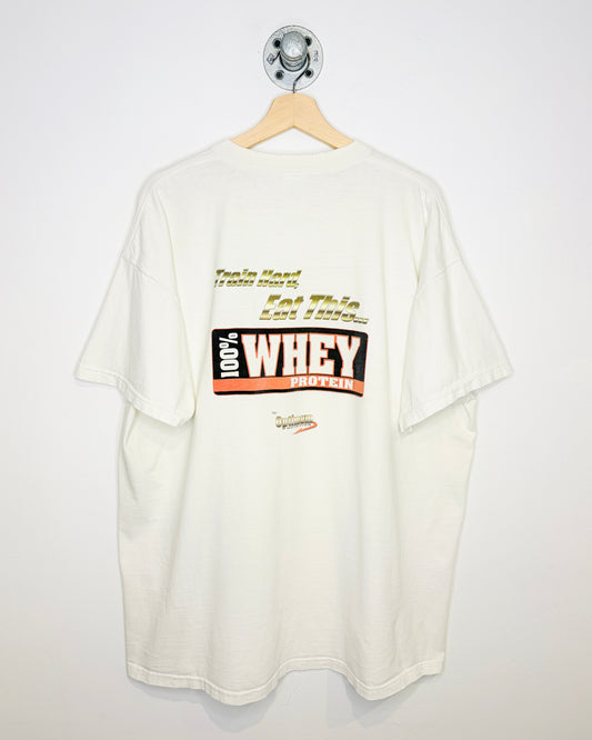 Vintage Late 90s Optimum Nutrition Whey Protein Promo White Tee Shirt