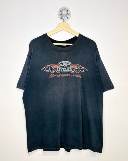 Vintage J & P Cycles Faded Black Biker Tee Shirt