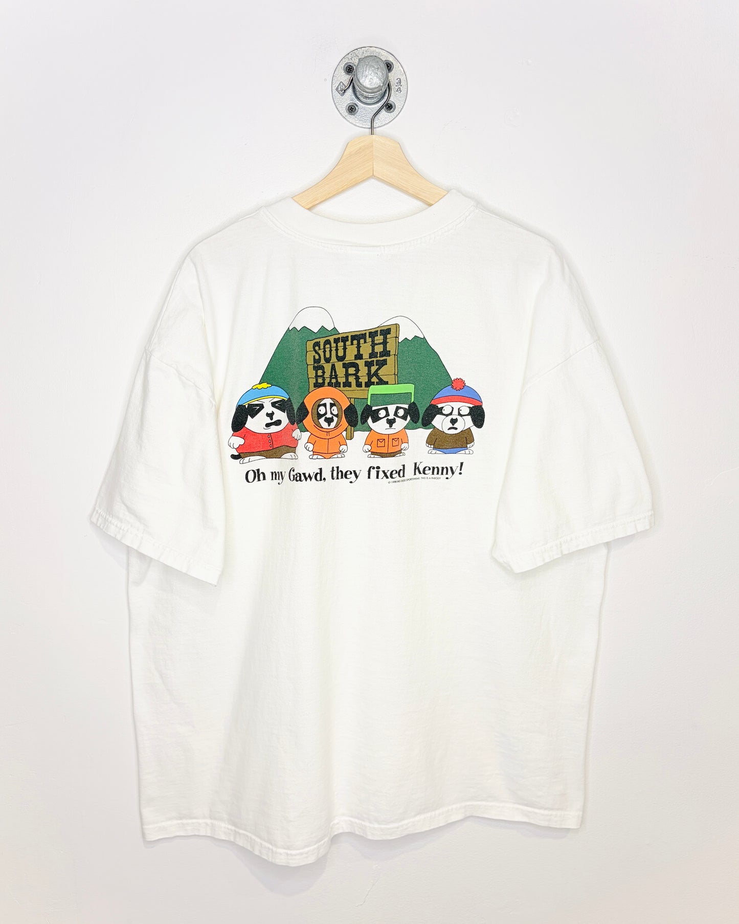 Vintage 1998 Big Dogs “South Bark” White Tee Shirt