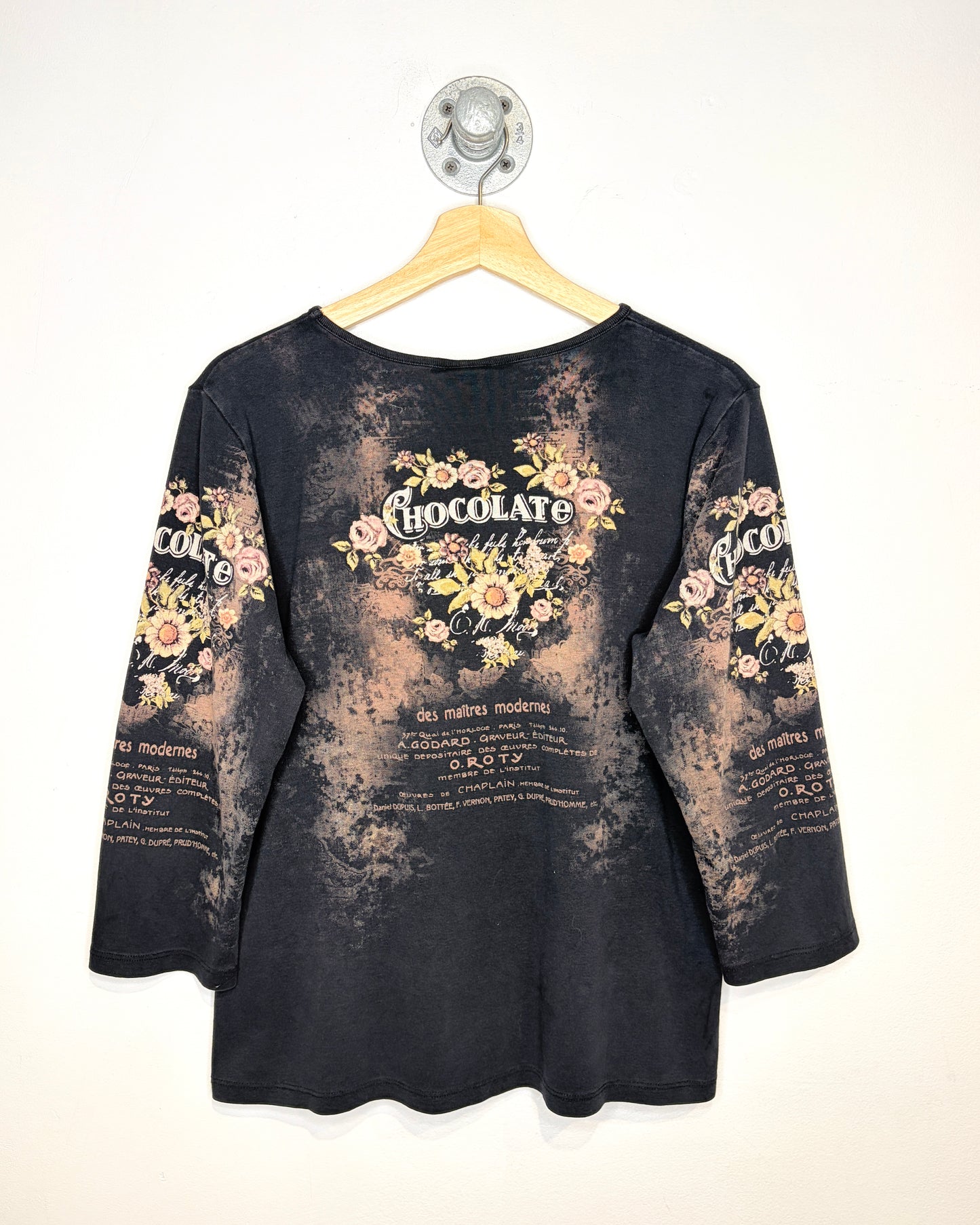 Vintage Y2K Women's Katina Marie Chocolate AOP Black Longsleeve Shirt