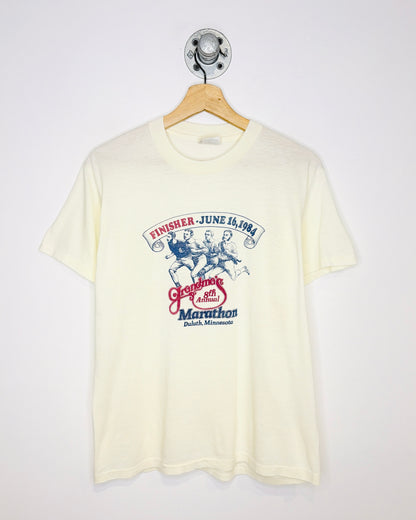 Vintage 1984 Minnesota Grandma’s Marathon Paper Thin Natural White Tee Shirt
