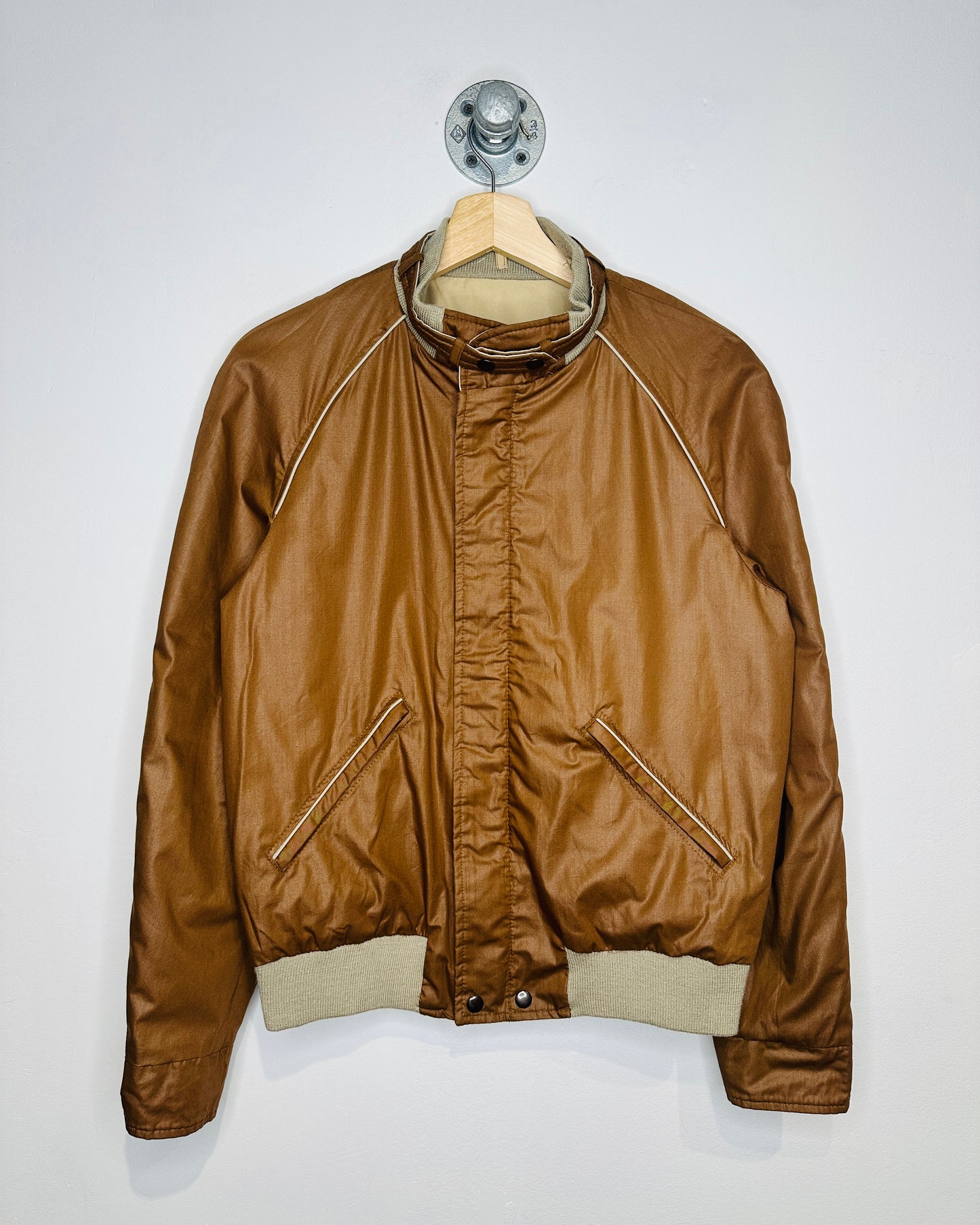 Vintage 1980s Members Only Brown And Beige Reversible Bomber Jacket