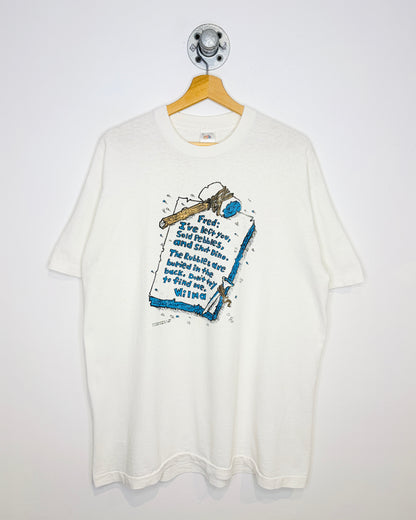 Vintage 90s The Flintstones Distressed White Tee Shirt