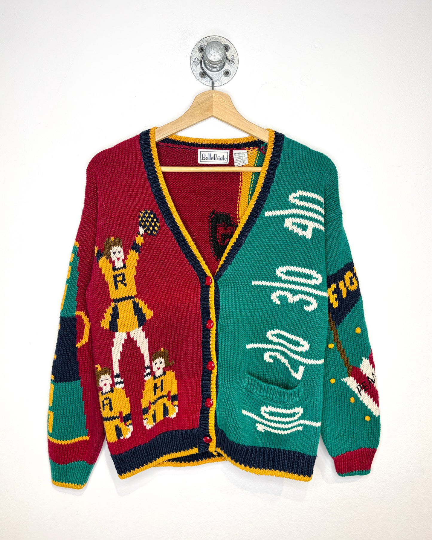 Vintage 90s Belle Pointe Football Cheerleader Knit Cardigan