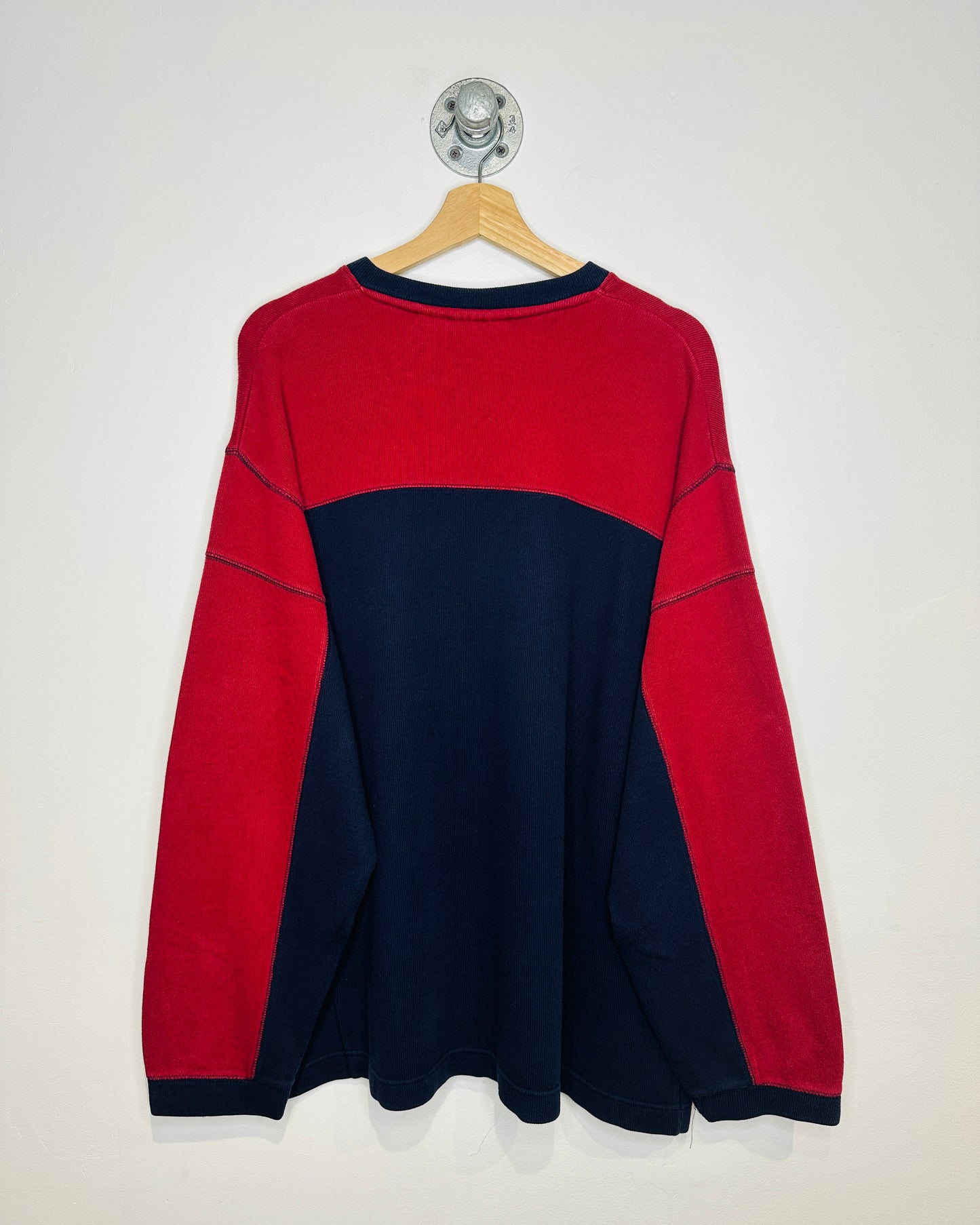 Vintage Early 2000s Nevada Two Tone Red And Navy V Neck Sweater