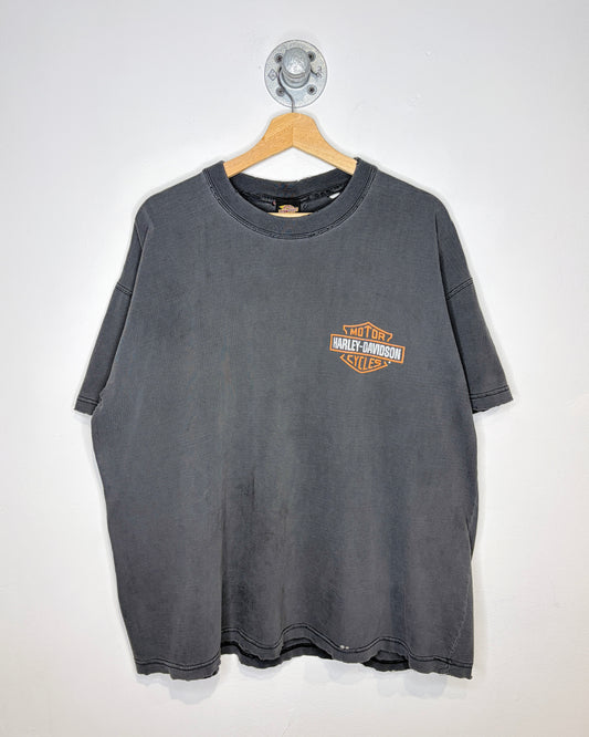 Vintage 90s Harley Davidson Yosemite Sam Distressed & Faded Black Tee Shirt