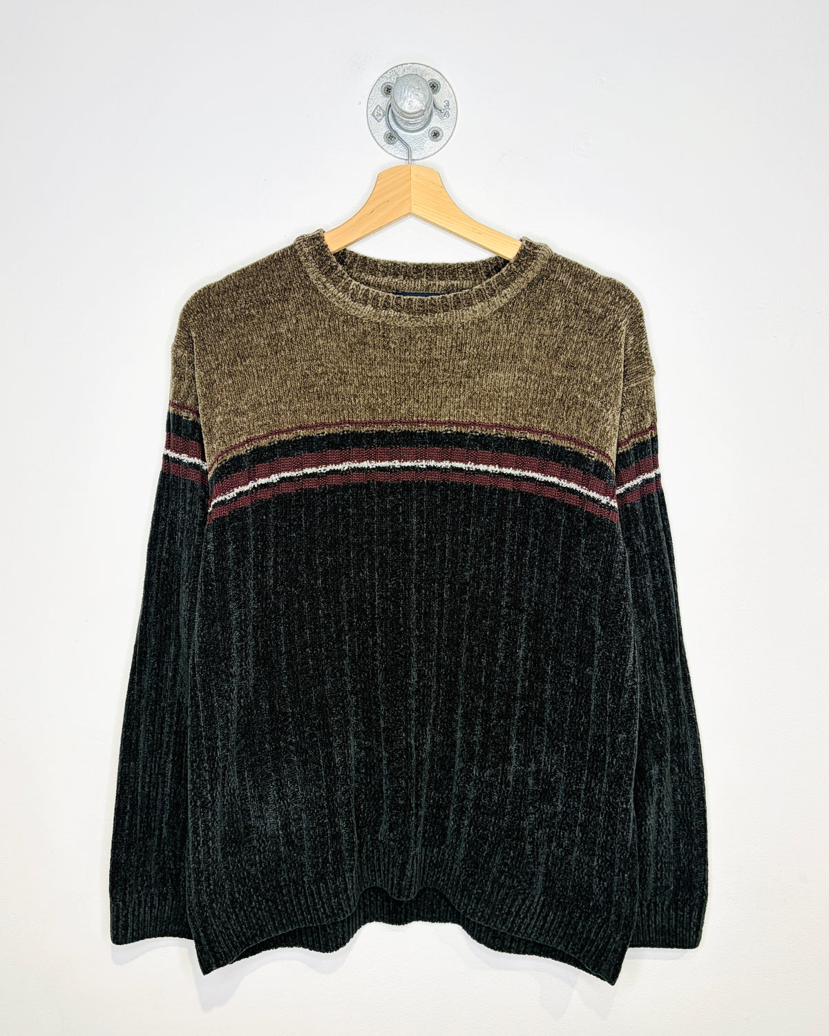 Vintage 90s/00s Faded Glory Brown & Black Striped Sweater