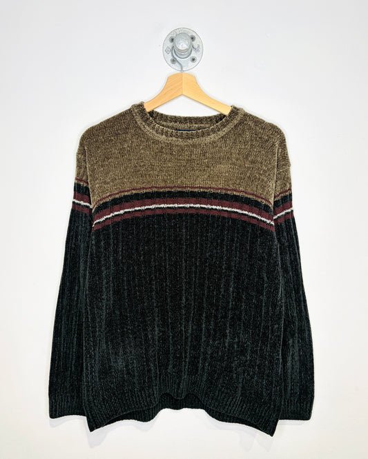 Vintage 90s/00s Faded Glory Brown & Black Striped Sweater