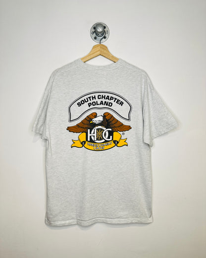 Vintage 2000s Poland Harley Owners Group Grey Tee Shirt