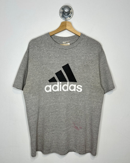 Vintage Adidas Spell Out Heather Grey Tee Shirt
