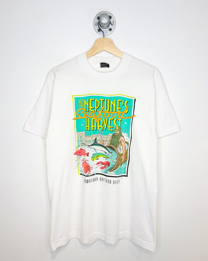 Vintage 90s King Neptune’s Seafood Harvest White Tee Shirt
