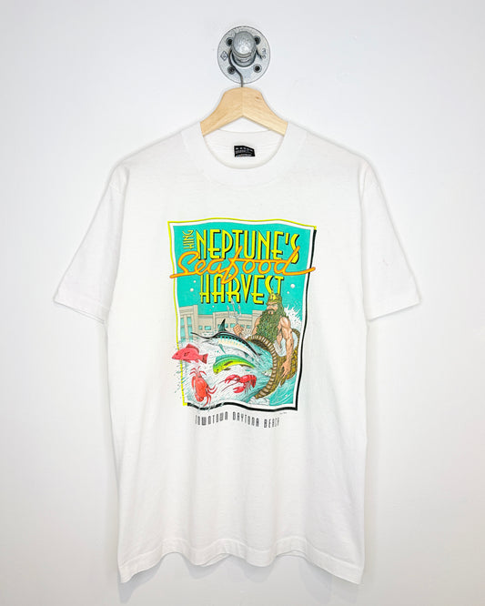 Vintage 90s King Neptune’s Seafood Harvest White Tee Shirt