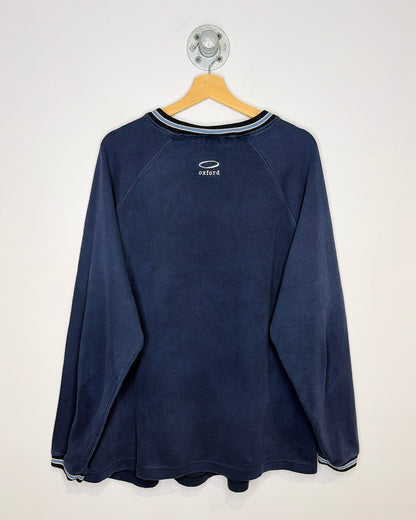 Vintage 90s JJM Faded Navy Ribbed V-Neck Sweatshirt