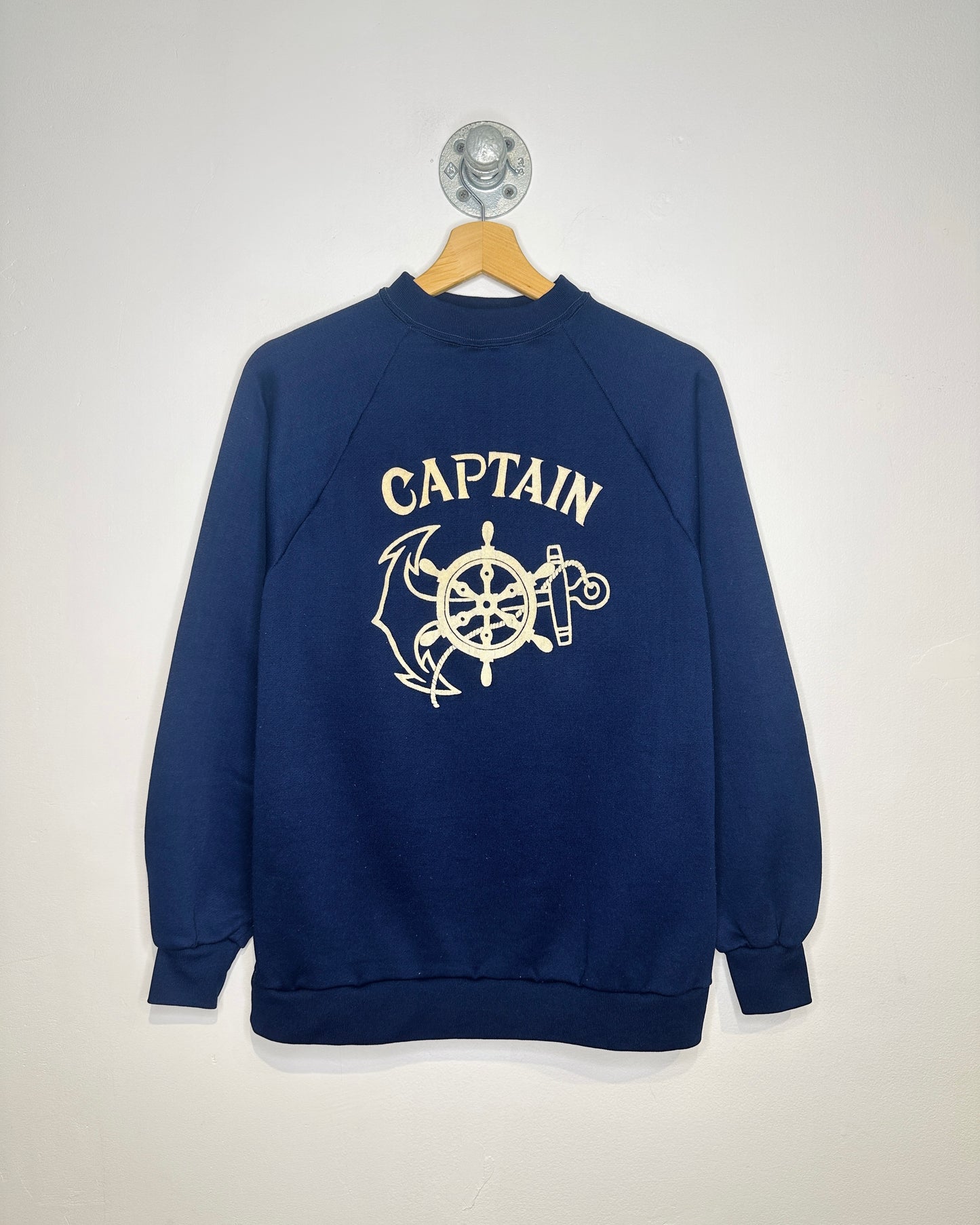 Vintage 1980s Captain Polyester Blend Navy Sweatshirt