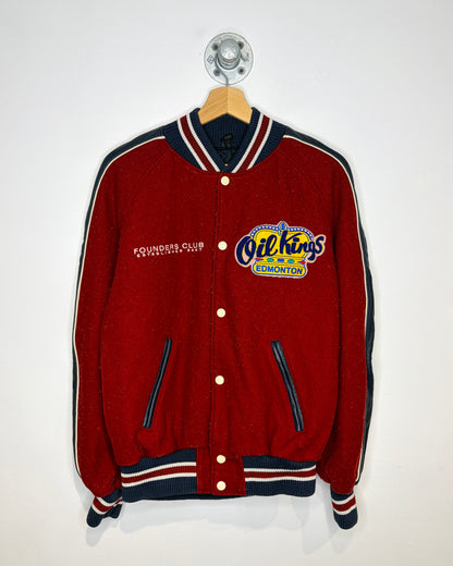 Vintage 2007 Roots Edmonton Oil Kings Wool And Leather Varsity Jacket
