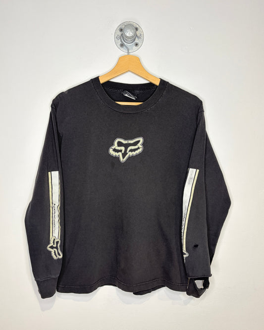 Vintage 2000s Fox Racing Faded Black Longsleeve Shirt