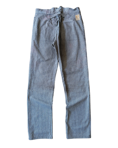 Vintage 90s Wah Makers USA Button Fly Pinstriped Buckle Back Pants