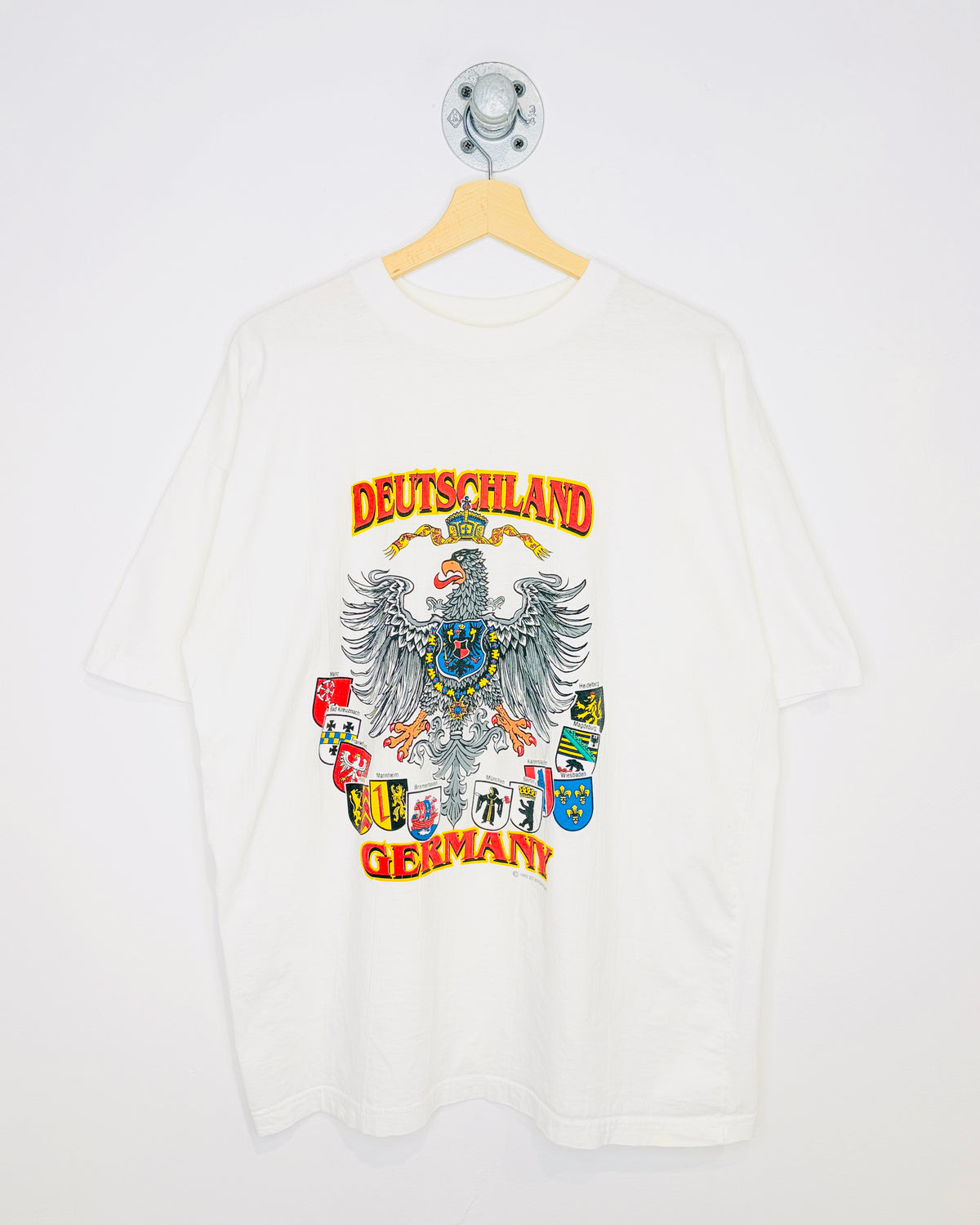 Vintage 1993 Germany Crest Graphic White Tee Shirt