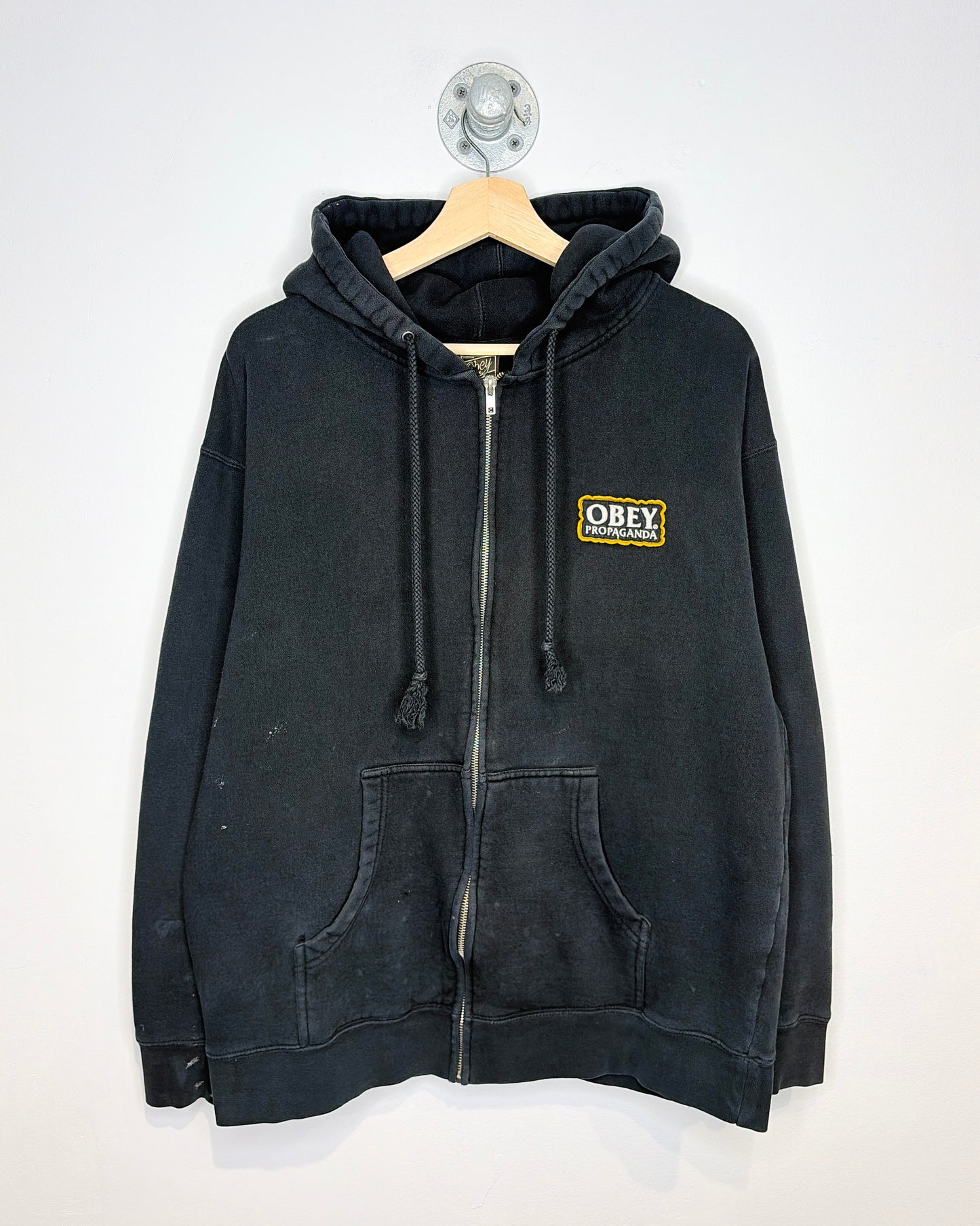 2000s Obey Propaganda Black Zip Up Hoodie