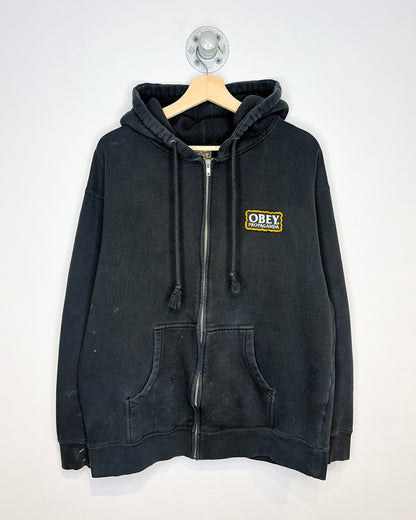 2000s Obey Propaganda Black Zip Up Hoodie