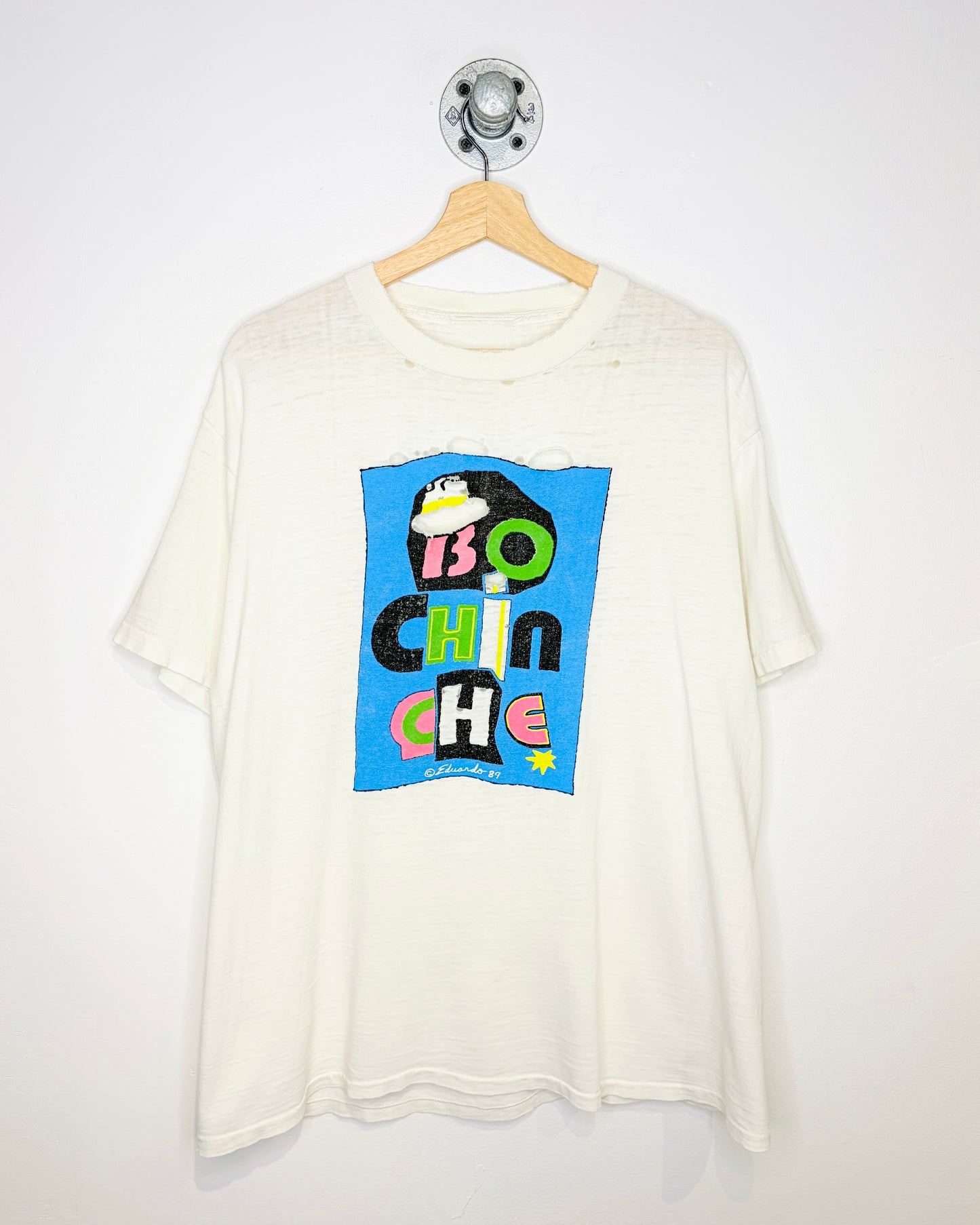 Vintage 1989 Bo Chin Che “Gossip” Graphic White Tee Shirt