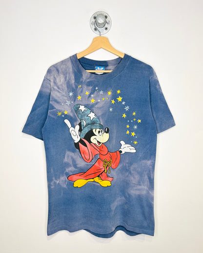 Vintage 1980s Fantasia Disney Glitter And Sun Faded Navy Tee Shirt