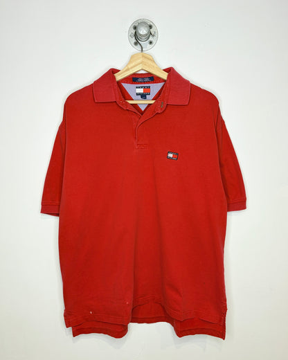 2000s Tommy Hilfiger Red Polo Shirt