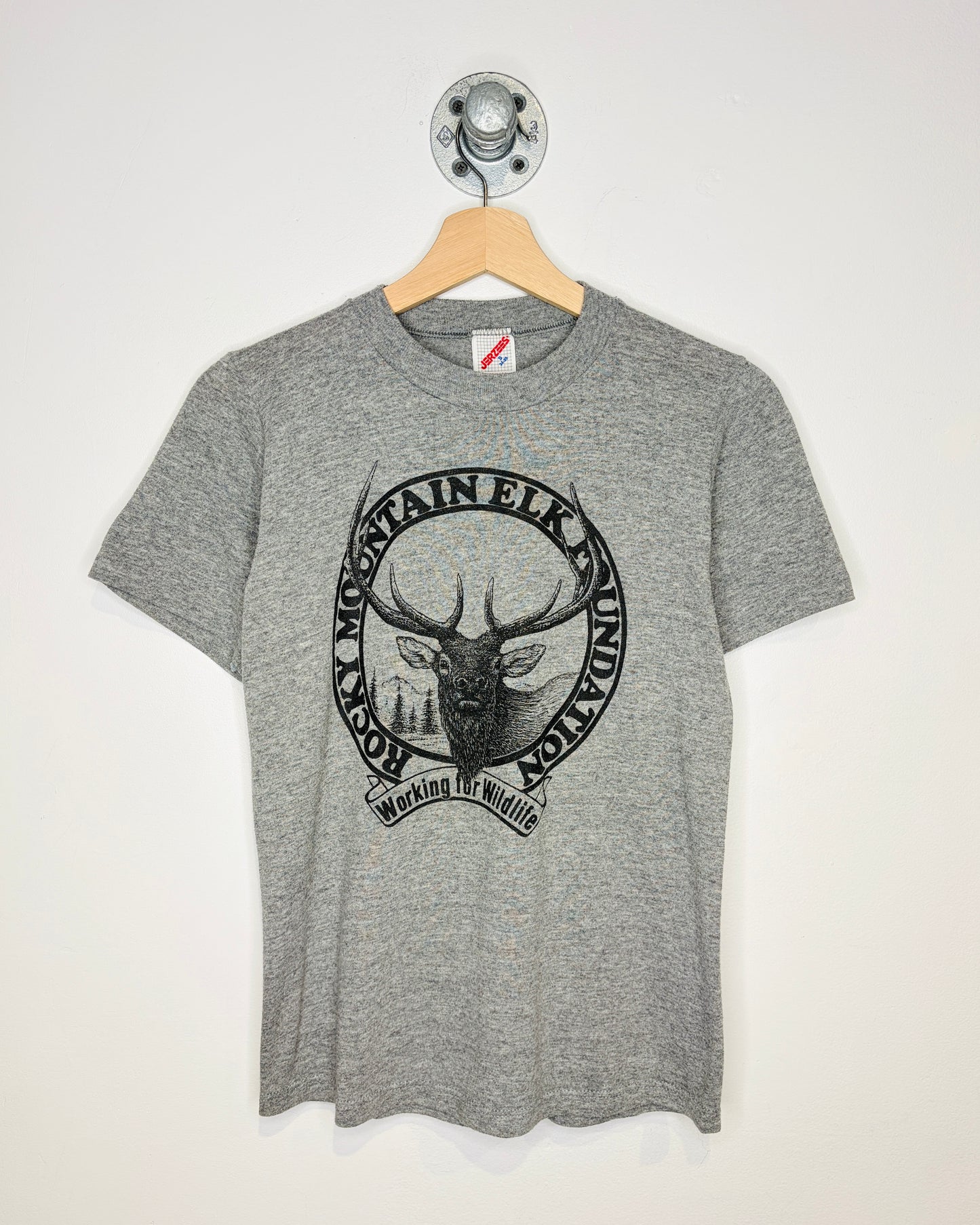 Vintage 90s Rock Mountain Elk Foundation Grey Tee Shirt