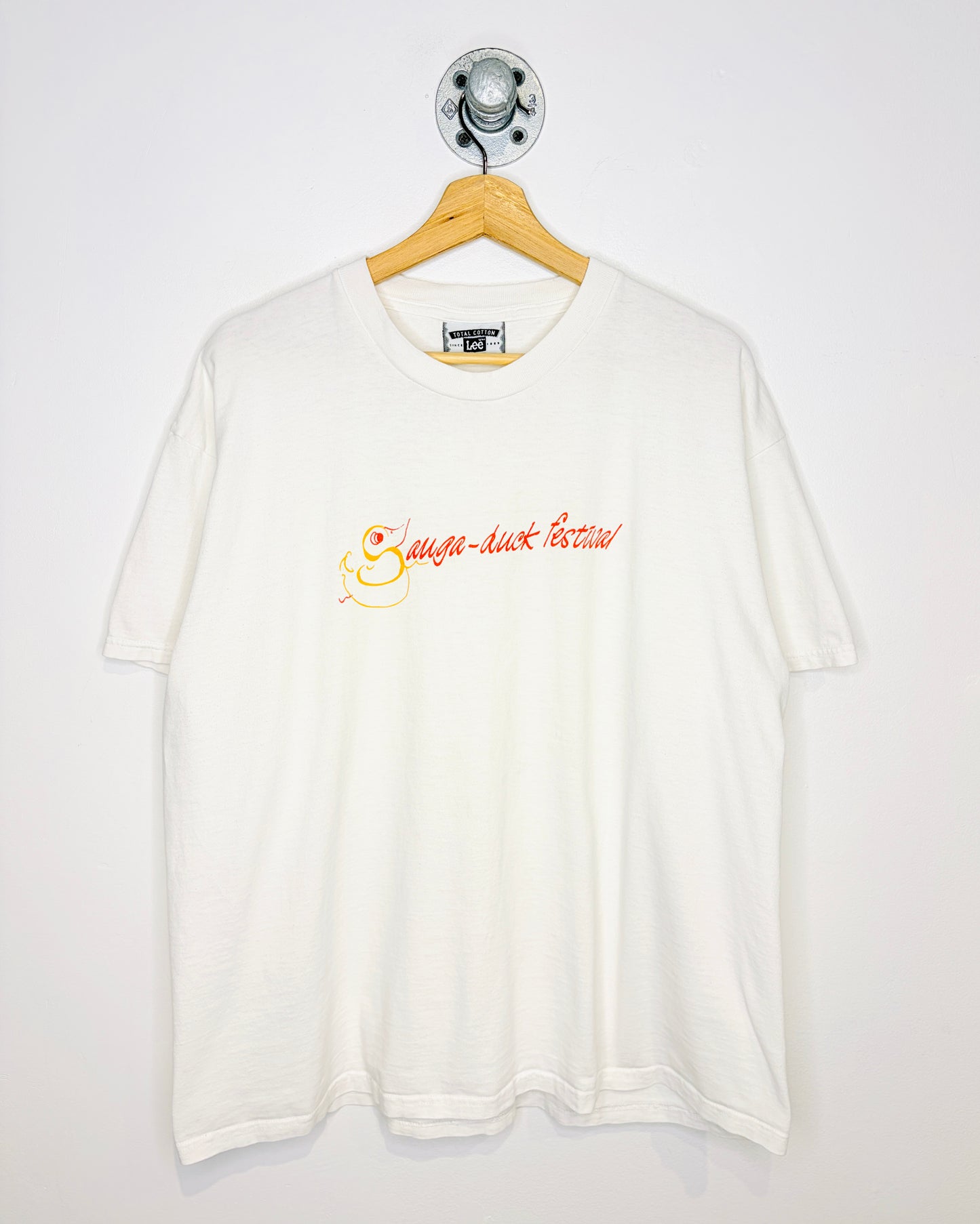 Vintage 90s Sauga Duck Festival White Tee Shirt