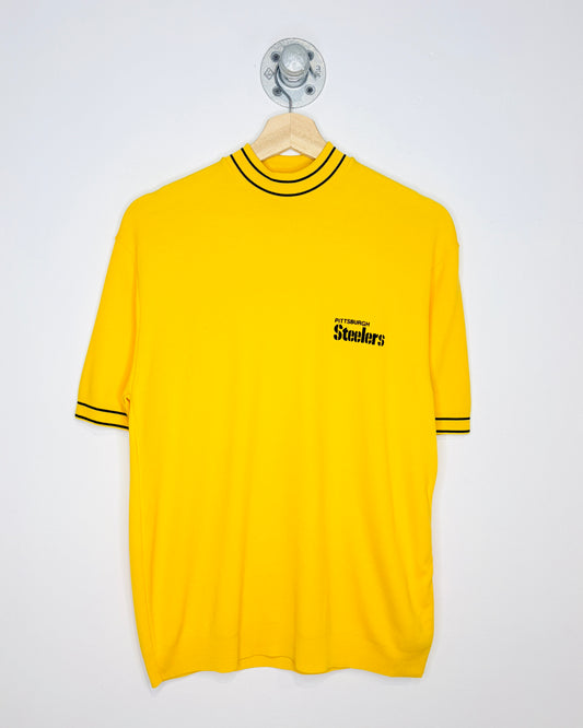 Vintage 70s NFL Pittsburgh Steelers Ban-Lon Yellow Ringer Style Tee Shirt