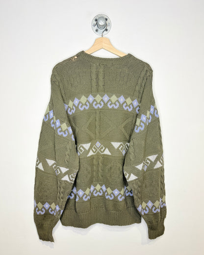 Vintage 90s Sansabelt Golf Earth Tone Cable Knit Sweater