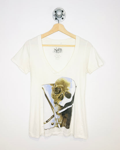 Y2K Women’s Sullen Angels White V-Neck Tee Shirt