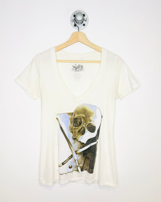 Y2K Women’s Sullen Angels White V-Neck Tee Shirt