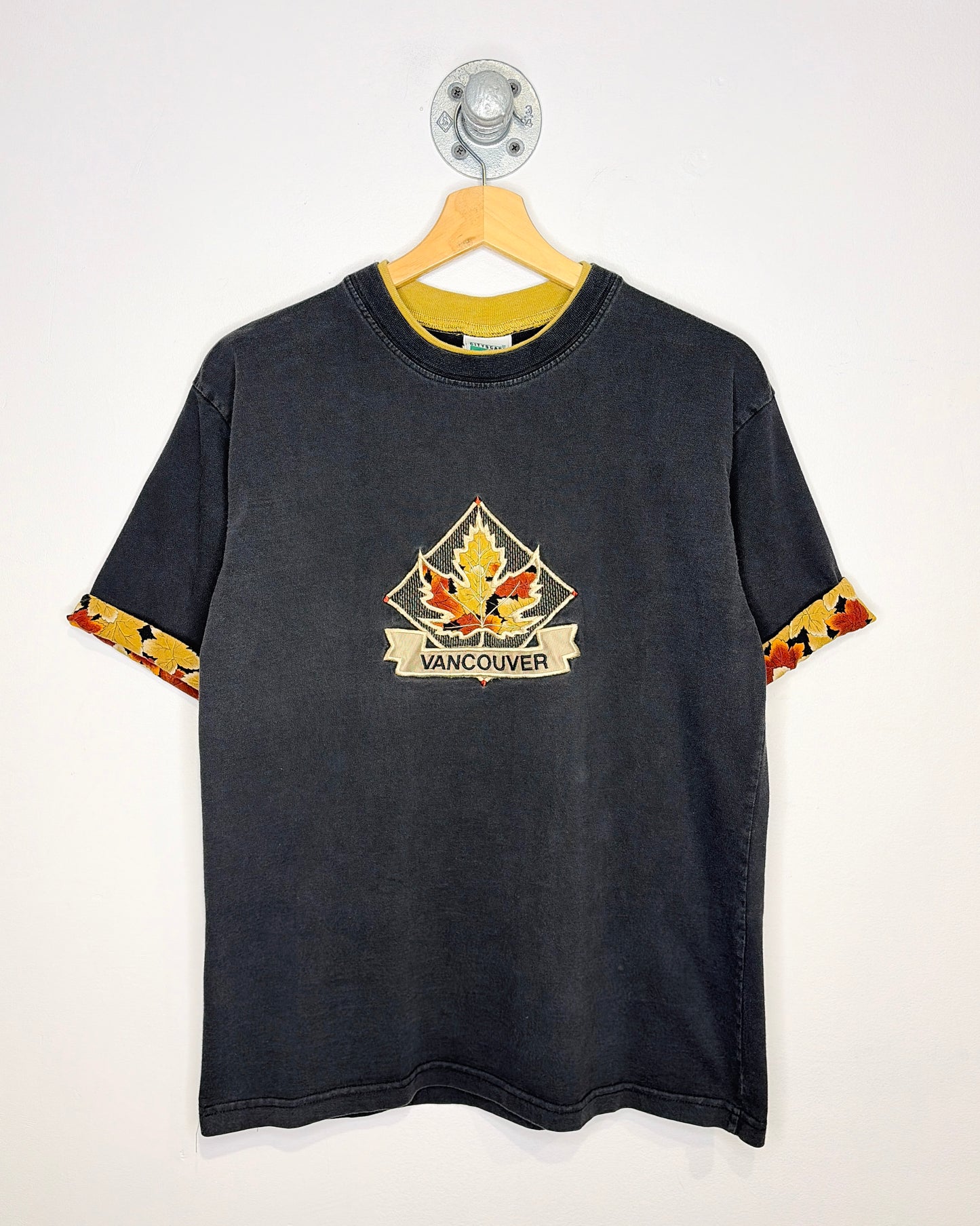 Vintage 90s Vancouver Canada Faded Black Tee Shirt