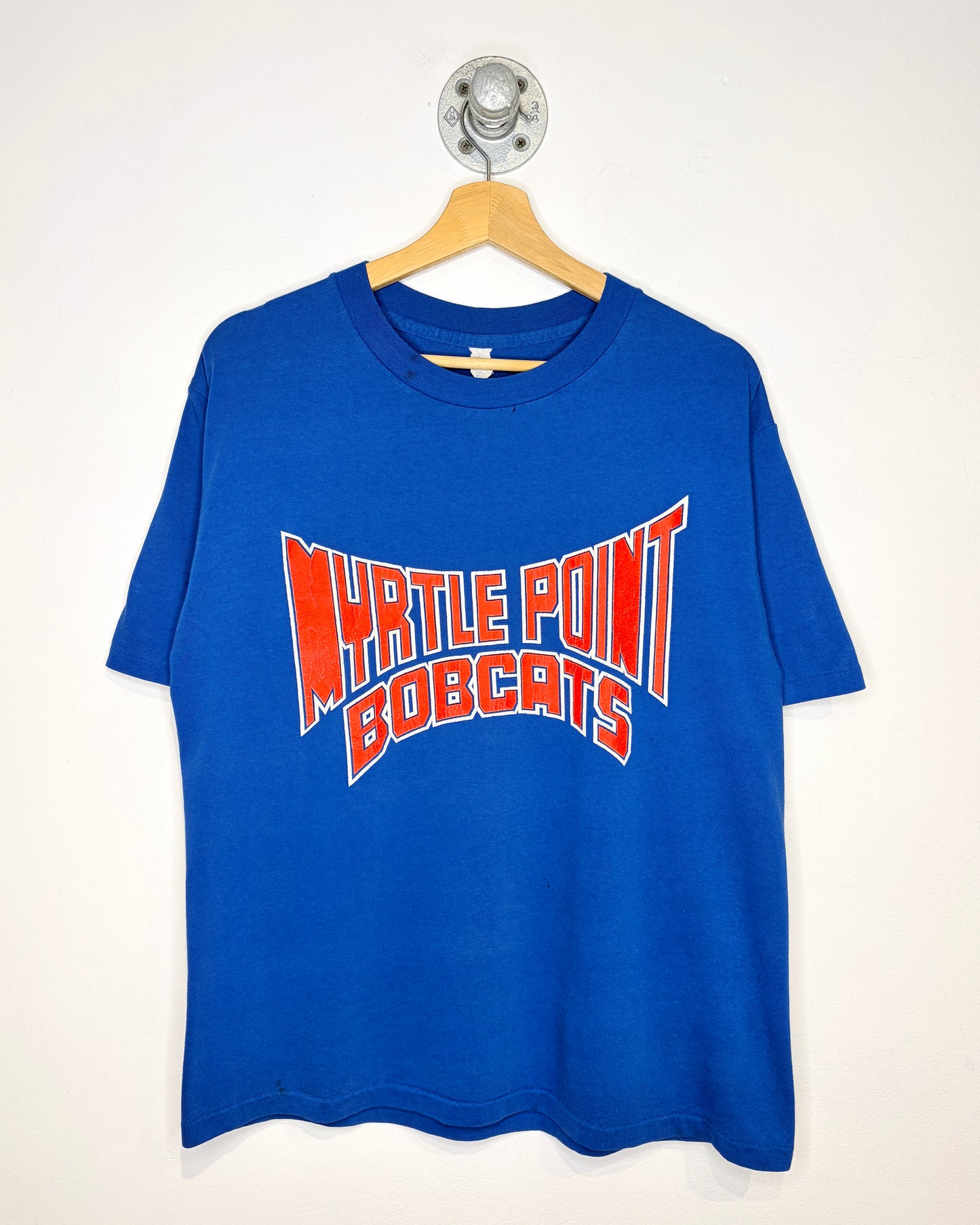 Vintage 80s Myrtle Point Bobcats Thin Blue Tee Shirt
