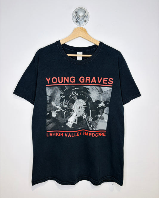 2000s Young Graves Lehigh Valley Hardcore Black Tee Shirt