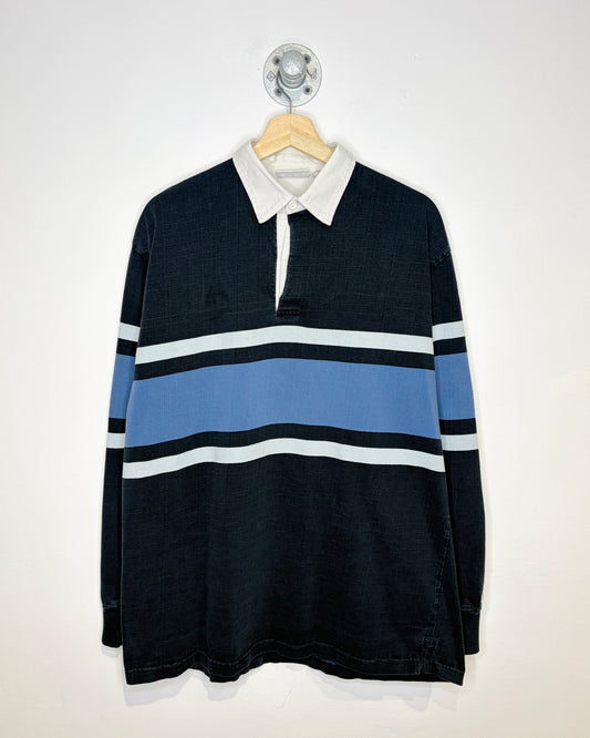 Vintage 90s Body Equipment Faded Black Rugby Shirt