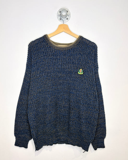 Vintage 90s Golf Crest Blue & Olive Green Sweater