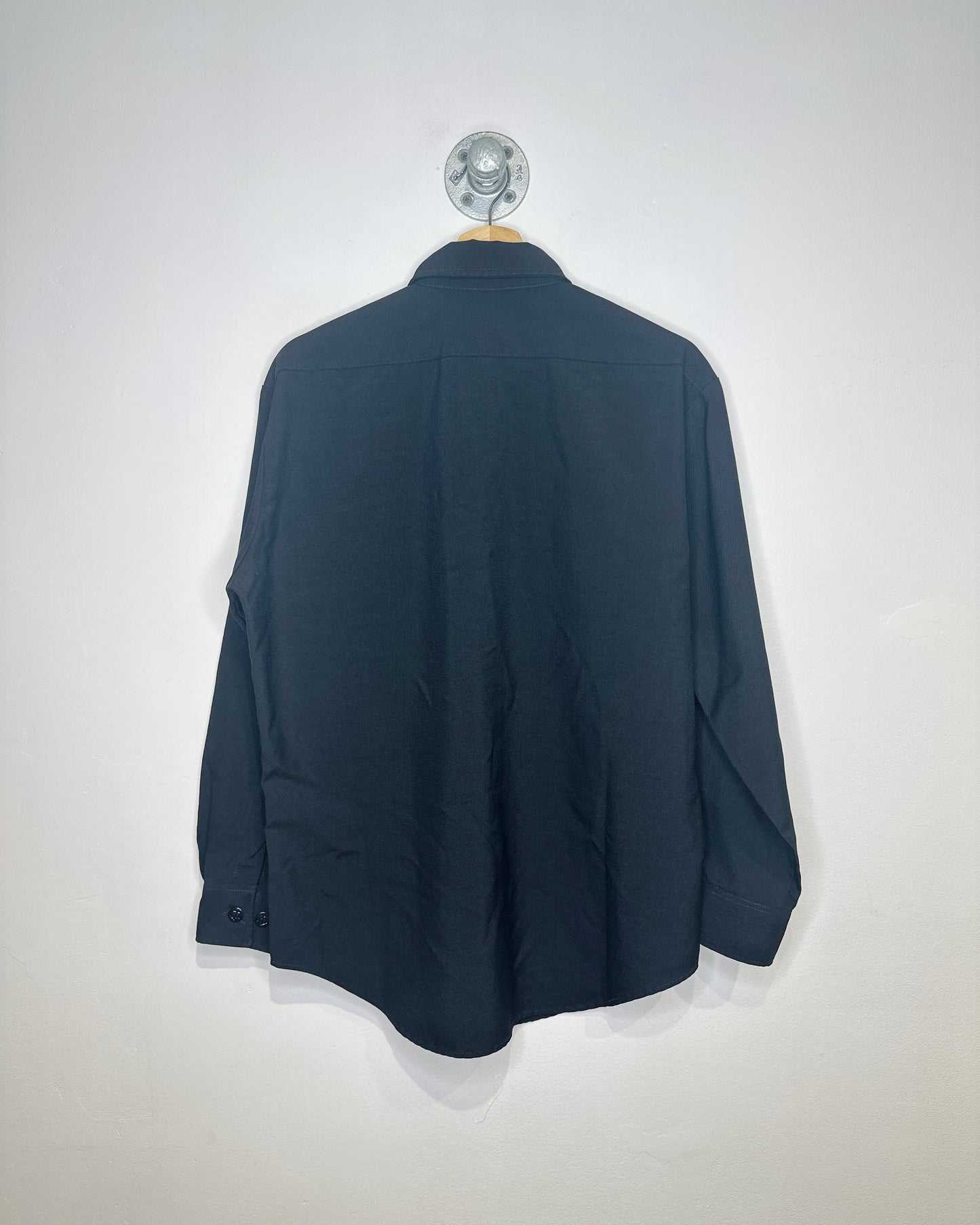 Vintage 1980s Black Two Pocket Utility Button Up Collared Shirt
