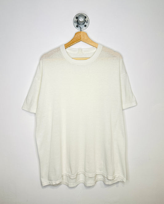 Vintage 90s Paper Thin Blank White Tee Shirt