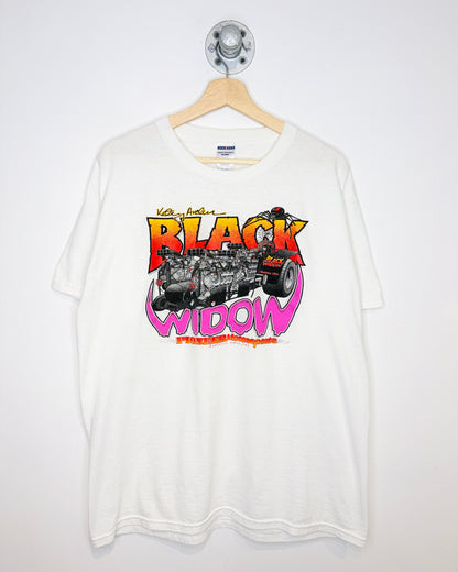 Vintage 2000s Black Widow Pioneer Motorsports White Tee Shirt