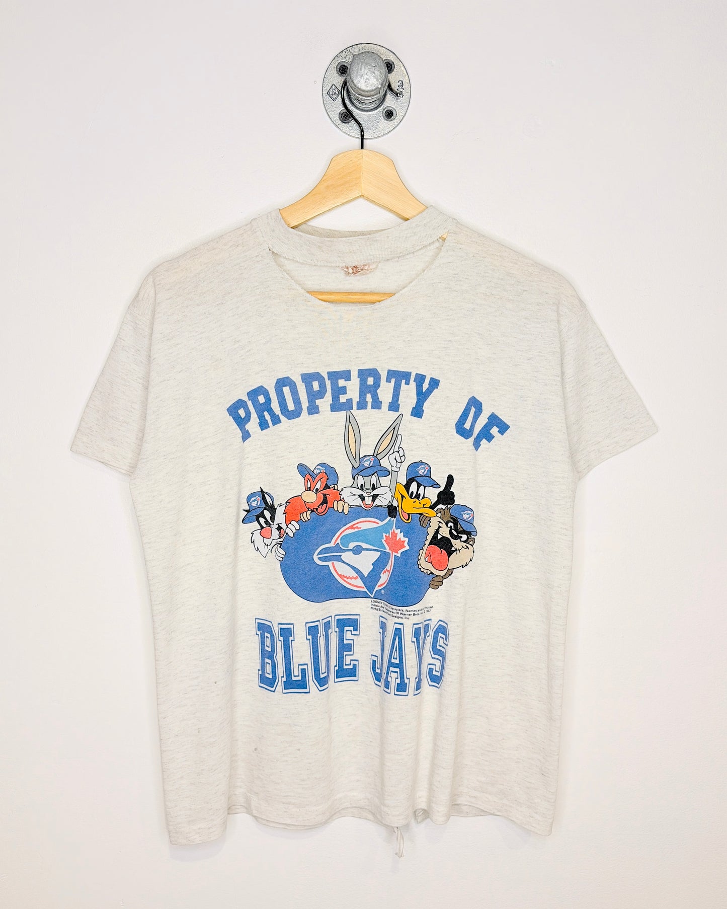 Vintage 1992 Toronto Blue Jays Looney Tunes Grey Tee Shirt