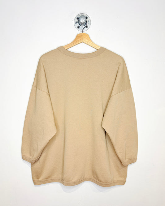 Vintage 1990s Jean Works Short Sleeve Beige Sweatshirt
