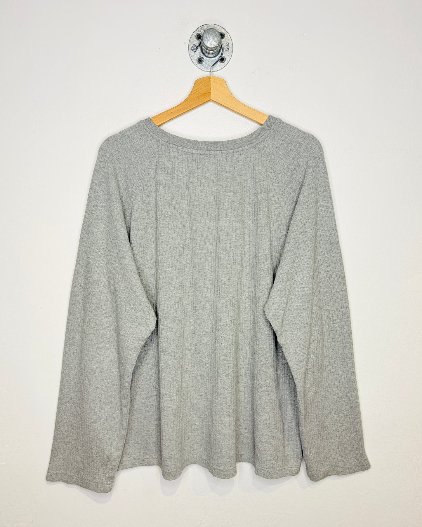 Vintage 2000s Roots Grey Ribbed V-Neck Longsleeve
