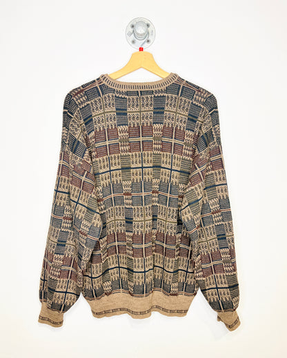 Vintage 1990s Croft & Barrow Beige And Brown Acrylic Blend Sweater