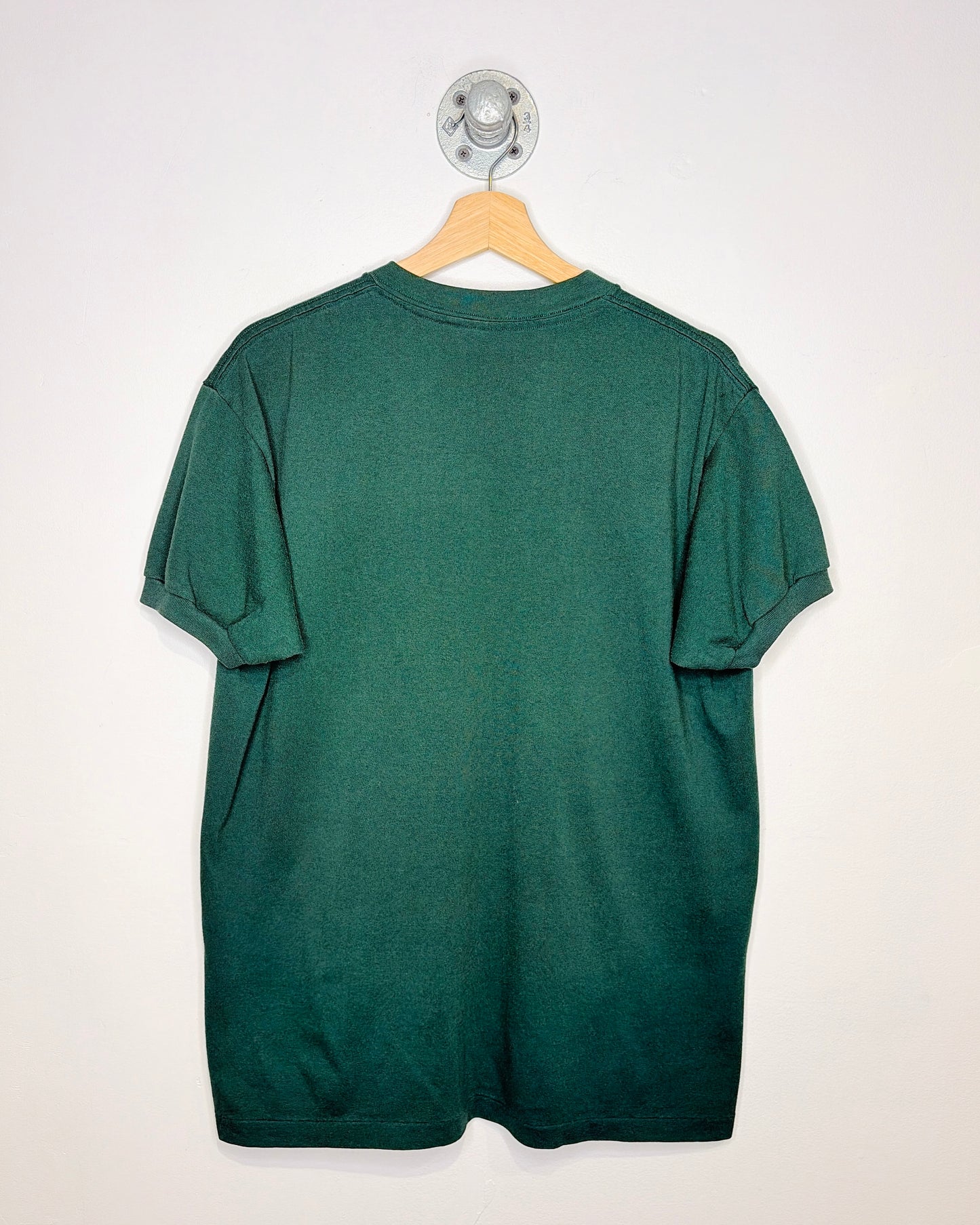 Vintage 90s Blank Forest Green Ringer Pocket Tee Shirt