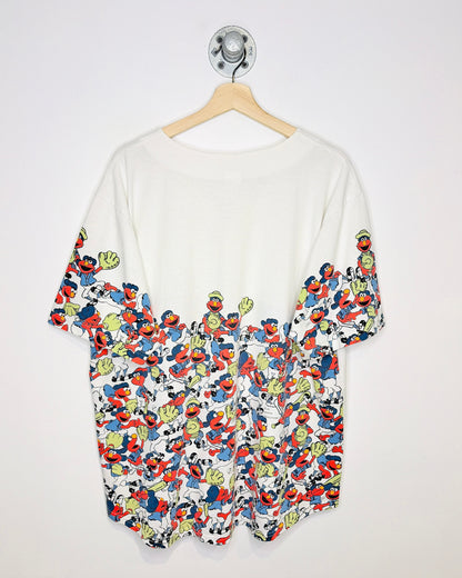 Vintage 1990s Elmo Sesame Street White Baseball Jersey