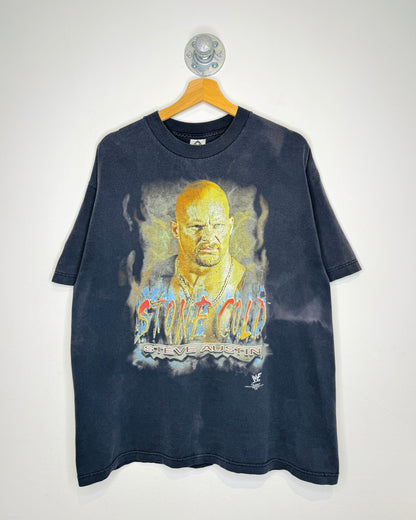 Vintage 1999 WWF Stone Cold Steve Austin Faded Black Tee Shirt